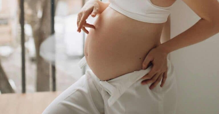 pregnant woman in white